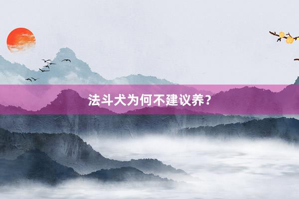 法斗犬为何不建议养？